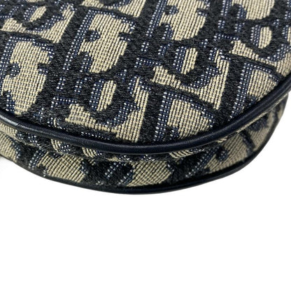 DIOR Christian Dior Handbag Saddle Bag Navy X Ivory Leather