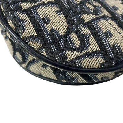 DIOR Christian Dior Handbag Saddle Bag Navy X Ivory Leather