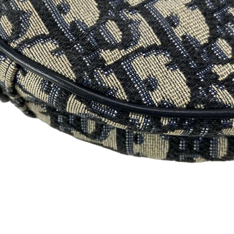 DIOR Christian Dior Handbag Saddle Bag Navy X Ivory Leather