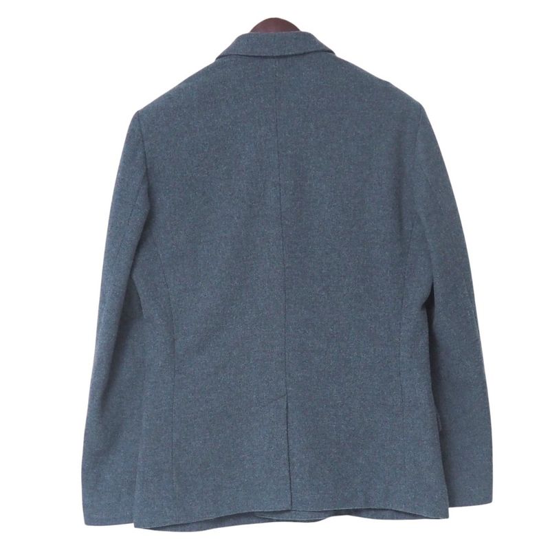Dolce & Gabbana Tweed Jacket 48 Leather Double Navy