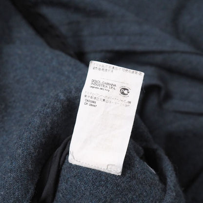 Dolce & Gabbana Tweed Jacket 48 Leather Double Navy