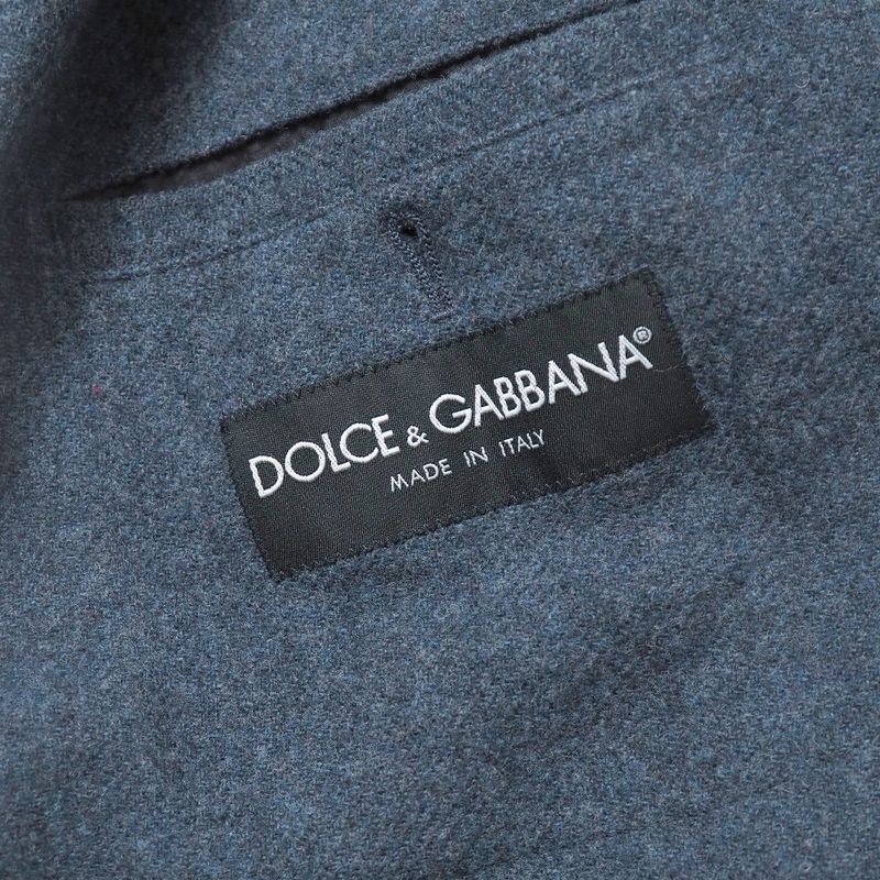 Dolce & Gabbana Tweed Jacket 48 Leather Double Navy