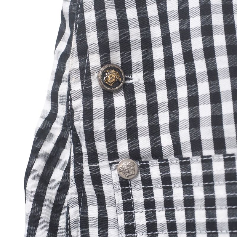 Versace Vintage Overalls 28 42 Medusa Button Gingham Check Dress