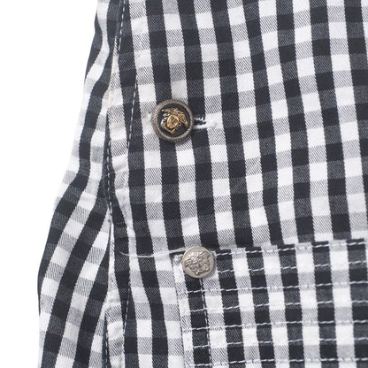 Versace Vintage Overalls 28 42 Medusa Button Gingham Check Dress