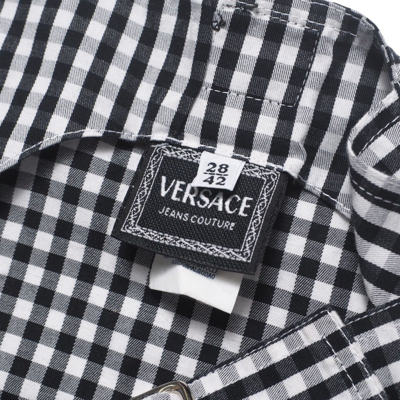 Versace Vintage Overalls 28 42 Medusa Button Gingham Check Dress