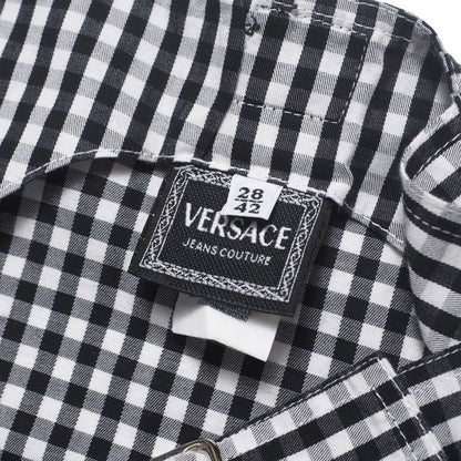 Versace Vintage Overalls 28 42 Medusa Button Gingham Check Dress