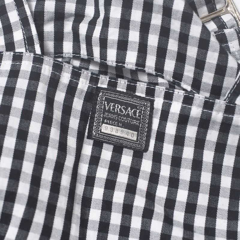Versace Vintage Overalls 28 42 Medusa Button Gingham Check Dress