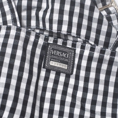 Versace Vintage Overalls 28 42 Medusa Button Gingham Check Dress