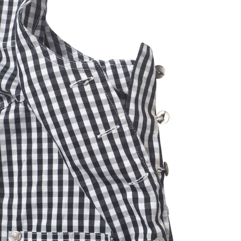 Versace Vintage Overalls 28 42 Medusa Button Gingham Check Dress