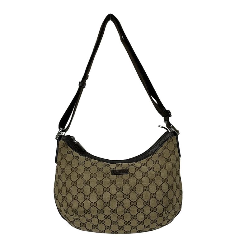 Gucci Shoulder Bag GG Pattern 181092 Beige X Dark Brown Leather