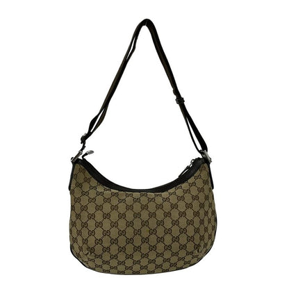 Gucci Shoulder Bag GG Pattern 181092 Beige X Dark Brown Leather