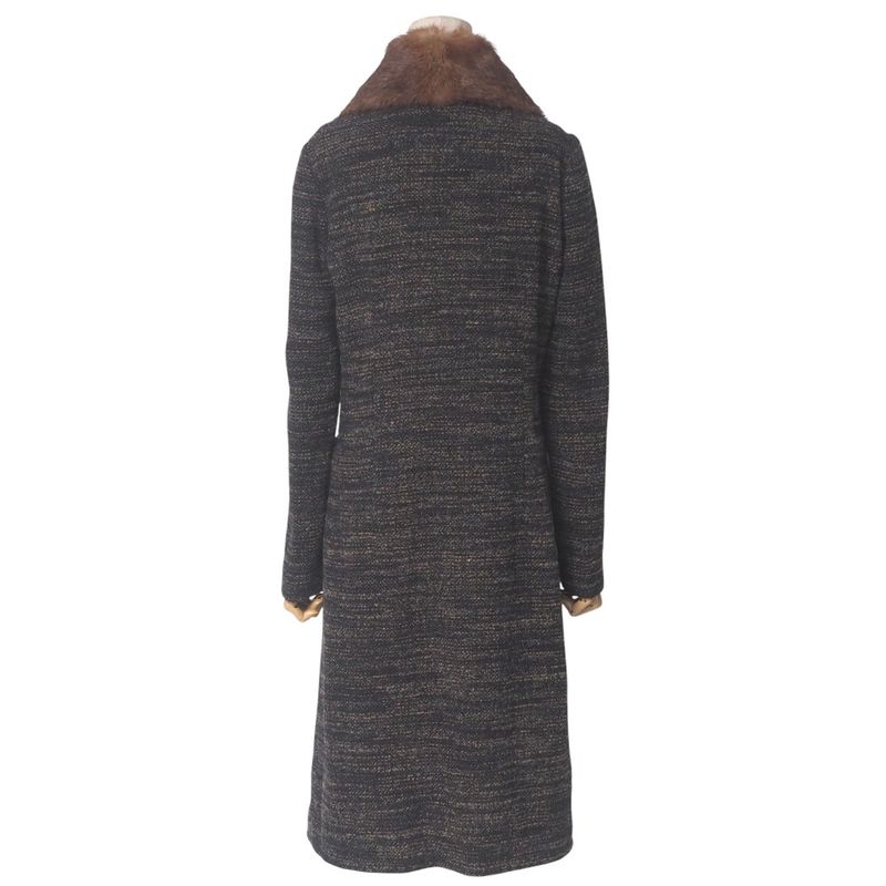 Dolce & Gabbana Coat 38 Tweed Knit Alpaca Cut Off Black