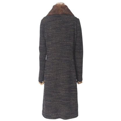 Dolce & Gabbana Coat 38 Tweed Knit Alpaca Cut Off Black