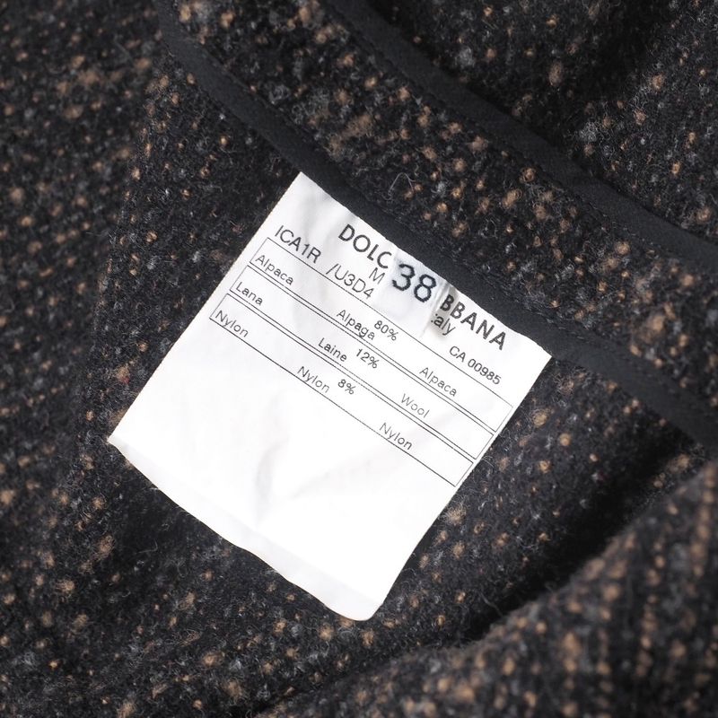 Dolce & Gabbana Coat 38 Tweed Knit Alpaca Cut Off Black