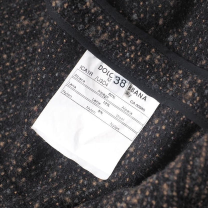 Dolce & Gabbana Coat 38 Tweed Knit Alpaca Cut Off Black