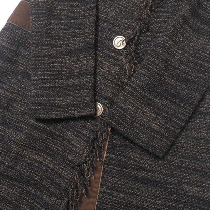Dolce & Gabbana Coat 38 Tweed Knit Alpaca Cut Off Black