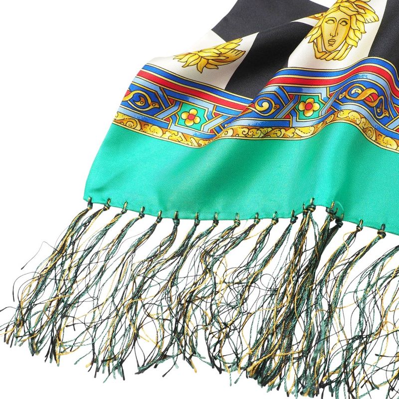 Versace Shawl Medusa Check Fringe Scarf All Pattern All Silk