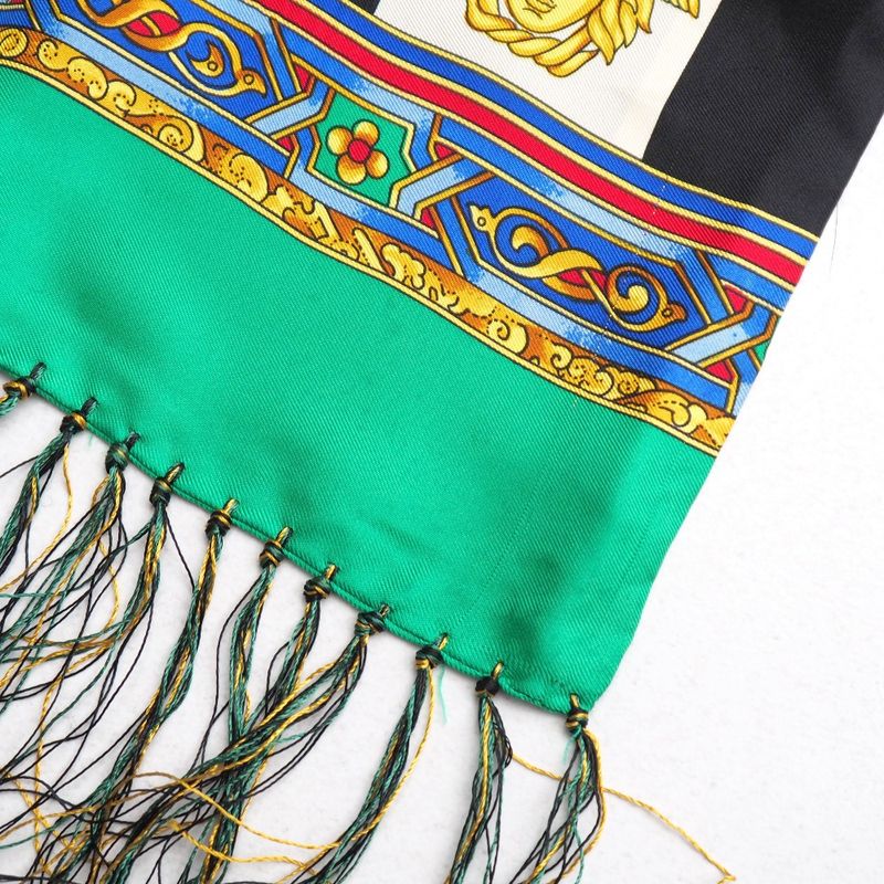 Versace Shawl Medusa Check Fringe Scarf All Pattern All Silk