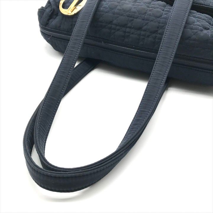 Dior Cannage Nylon Tote Boston Bag Navy