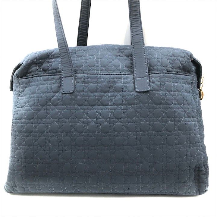 Dior Cannage Nylon Tote Boston Bag Navy