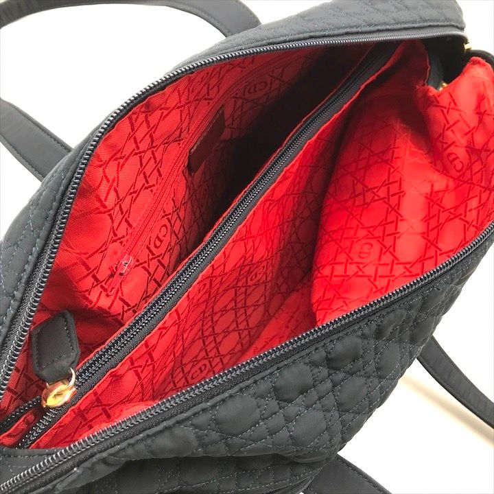 Dior Cannage Nylon Tote Boston Bag Navy