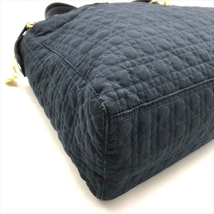 Dior Cannage Nylon Tote Boston Bag Navy