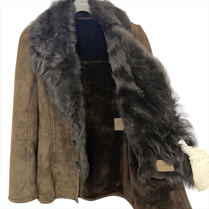 Loewe Mouton Fat Coat 40 Sheep Leather Brown Jacket