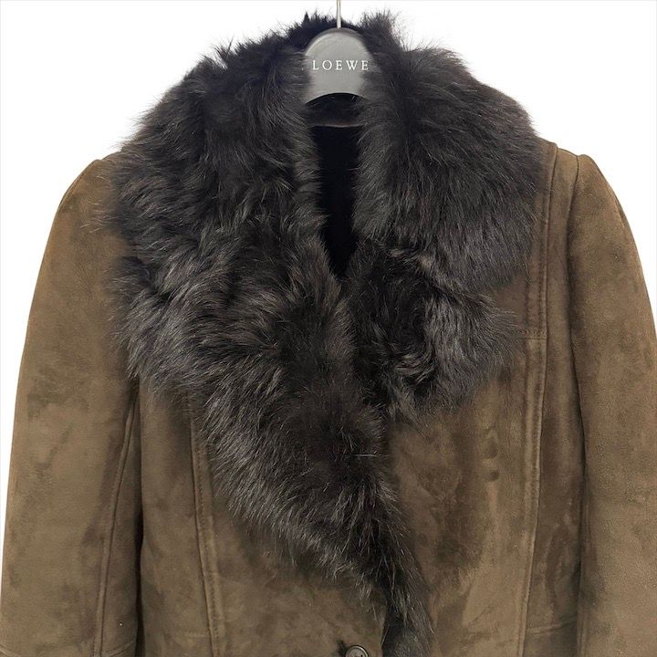 Loewe Mouton Fat Coat 40 Sheep Leather Brown Jacket