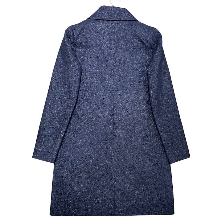 Chanel CC Logo Button Wool Lame Jacket Coat Navy