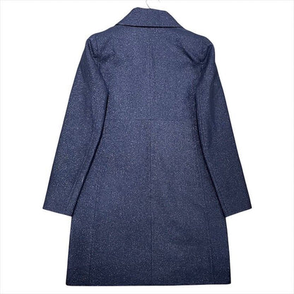 Chanel CC Logo Button Wool Lame Jacket Coat Navy