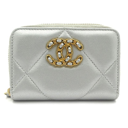 Chanel Coin Case Chanel19 Chanel 19 Ap0949 Silver Round Zipper Gold Hardware