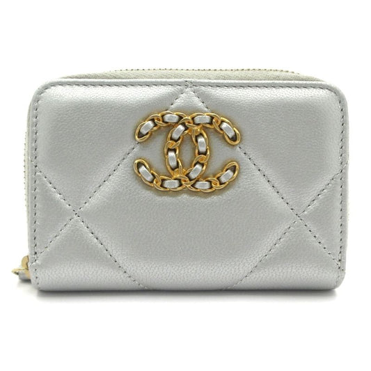 Chanel Coin Case Chanel19 Chanel 19 Ap0949 Silver Round Zipper Gold Hardware