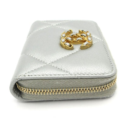 Chanel Coin Case Chanel19 Chanel 19 Ap0949 Silver Round Zipper Gold Hardware