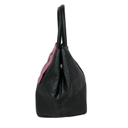 Prada Handbag - Bn1604 Black X Light Pink Ribbon Leather