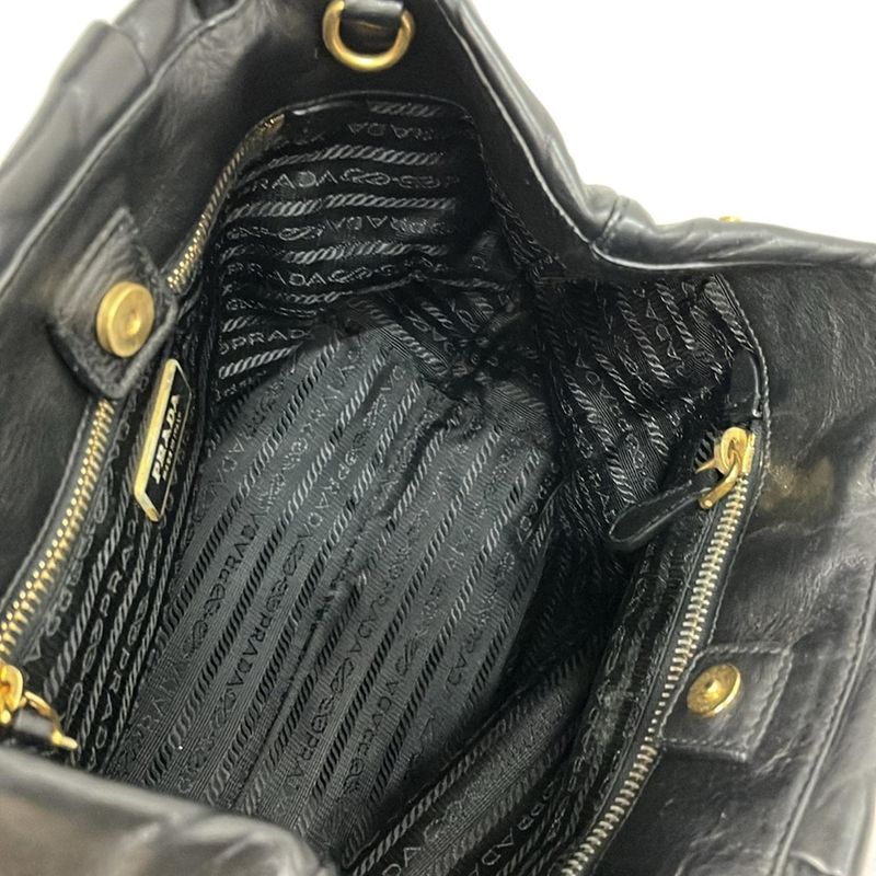 Prada Handbag - Bn1604 Black X Light Pink Ribbon Leather