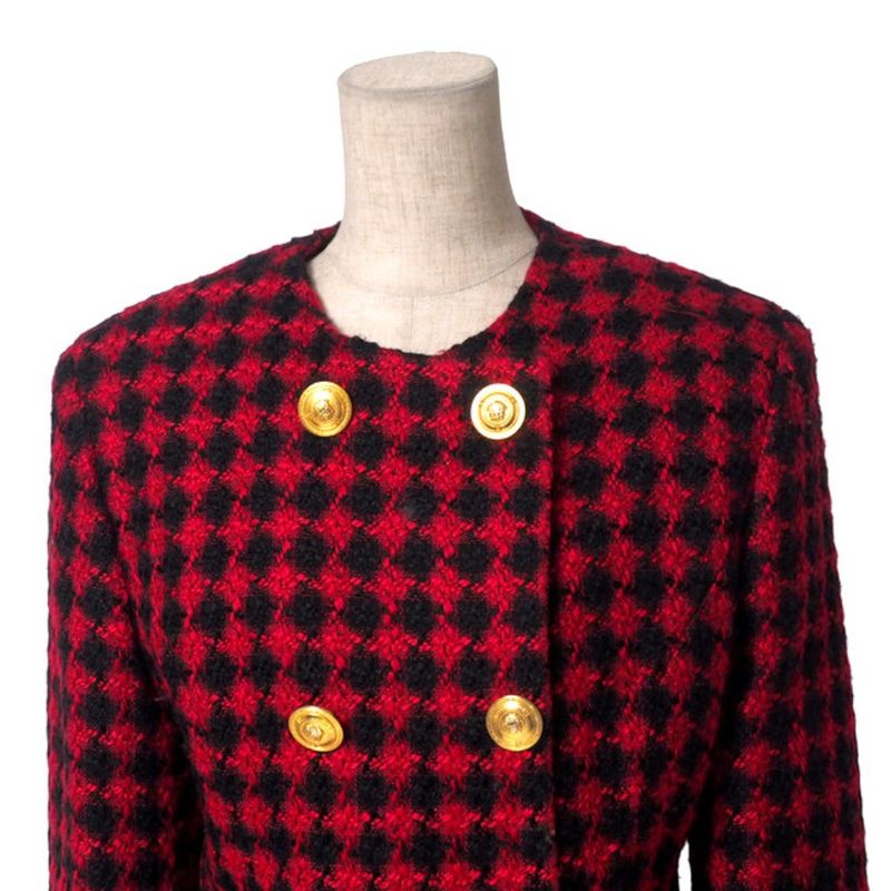 Versace Jeans Vintage Skirt Set 28 42 Skirts Medusa Button All Over Black X Red Plaid Pattern