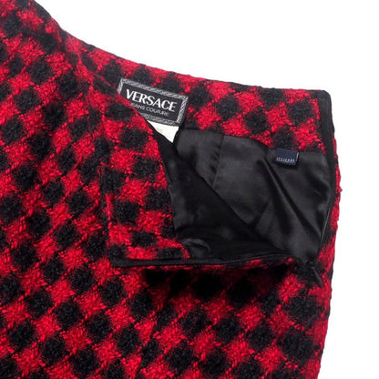 Versace Jeans Vintage Skirt Set 28 42 Skirts Medusa Button All Over Black X Red Plaid Pattern