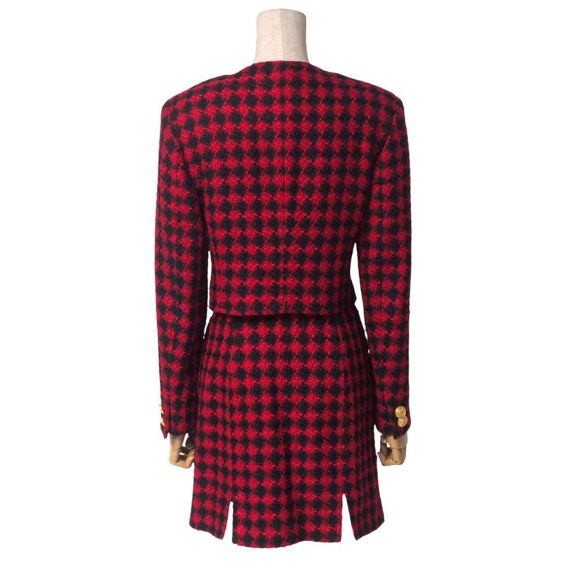 Versace Jeans Vintage Skirt Set 28 42 Skirts Medusa Button All Over Black X Red Plaid Pattern