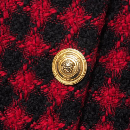 Versace Jeans Vintage Skirt Set 28 42 Skirts Medusa Button All Over Black X Red Plaid Pattern