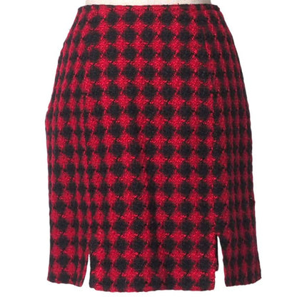 Versace Jeans Vintage Skirt Set 28 42 Skirts Medusa Button All Over Black X Red Plaid Pattern