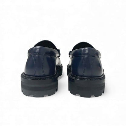 Celine Margaret Loafer Leather Shoes Leather Navy Gold Triomphe Flat Shoes