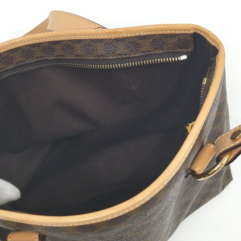 Celine Tote Bag Handbag Macadam All Over Pattern Leather Brown