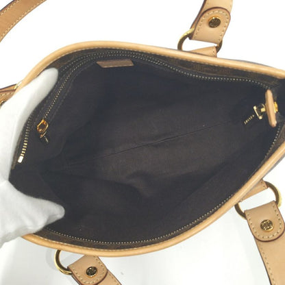 Celine Tote Bag Handbag Macadam All Over Pattern Leather Brown