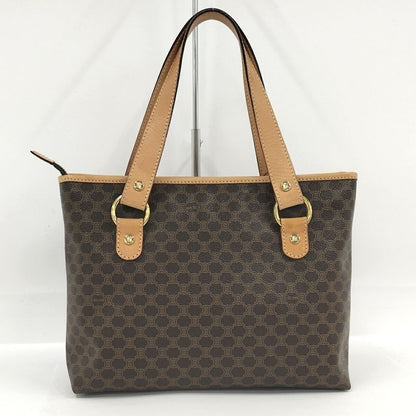 Celine Tote Bag Handbag Macadam All Over Pattern Leather Brown