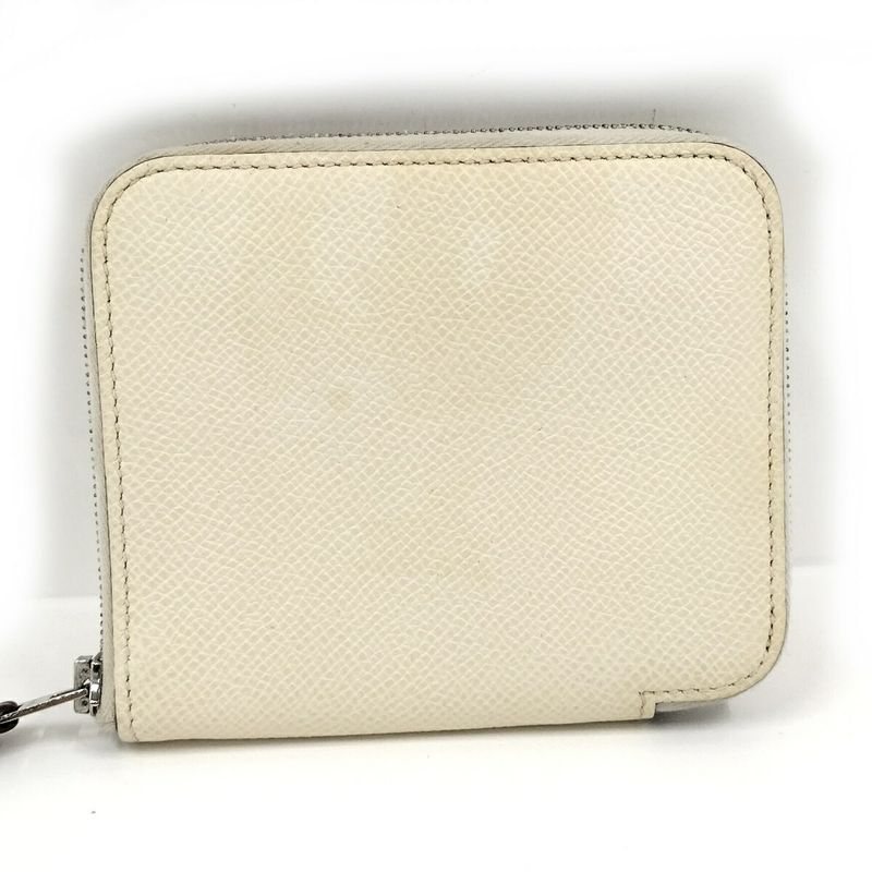 Hermes Azap Silk-in Compact Coin Case Leather Ivory U Engraved