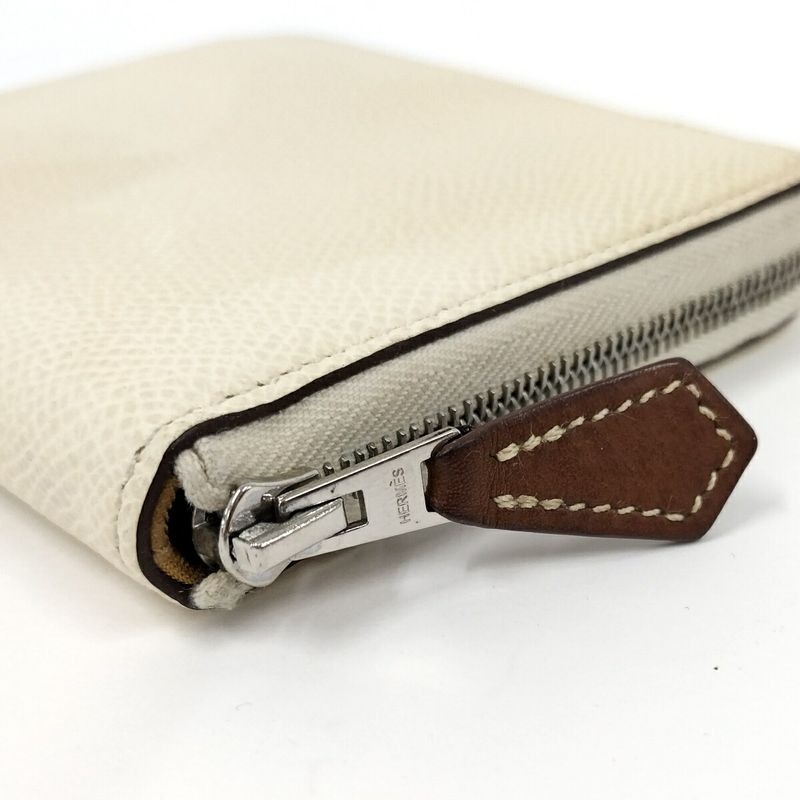 Hermes Azap Silk-in Compact Coin Case Leather Ivory U Engraved