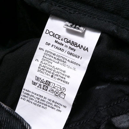 Dolce & Gabbana Denim Pants 36 Boyfriend Acid Wash Black X White