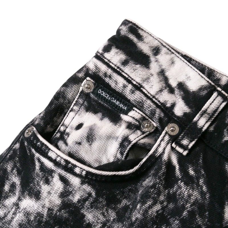 Dolce & Gabbana Denim Pants 36 Boyfriend Acid Wash Black X White