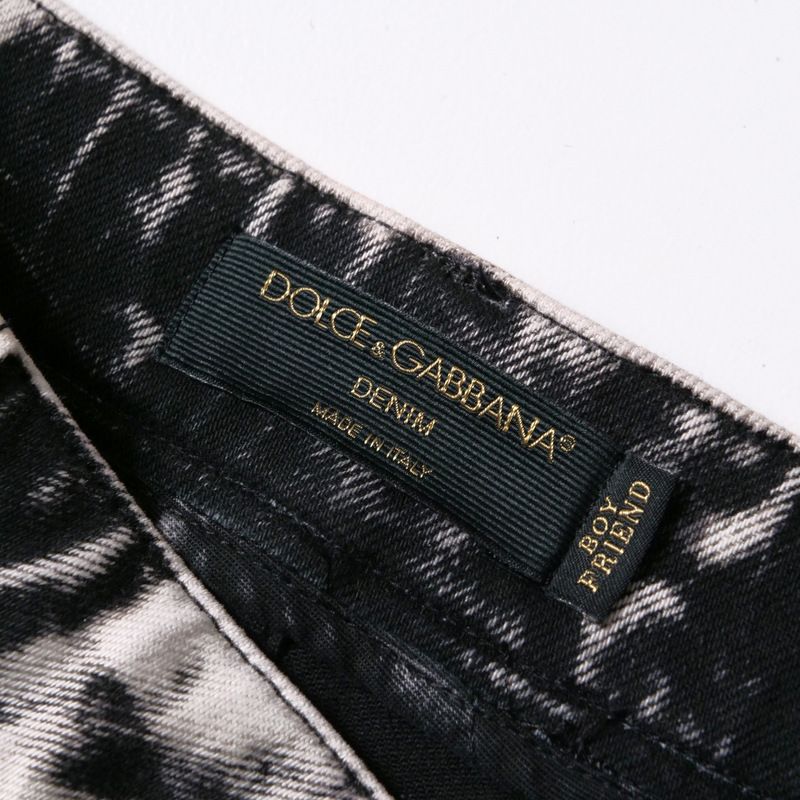 Dolce & Gabbana Denim Pants 36 Boyfriend Acid Wash Black X White