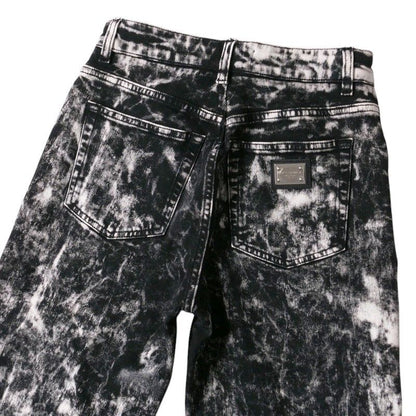 Dolce & Gabbana Denim Pants 36 Boyfriend Acid Wash Black X White